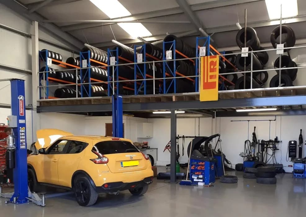 Tyre fitting bay at P&L Haile, Wigton